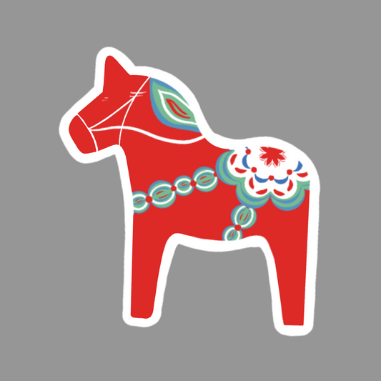 Red and Teal  Dala Horse