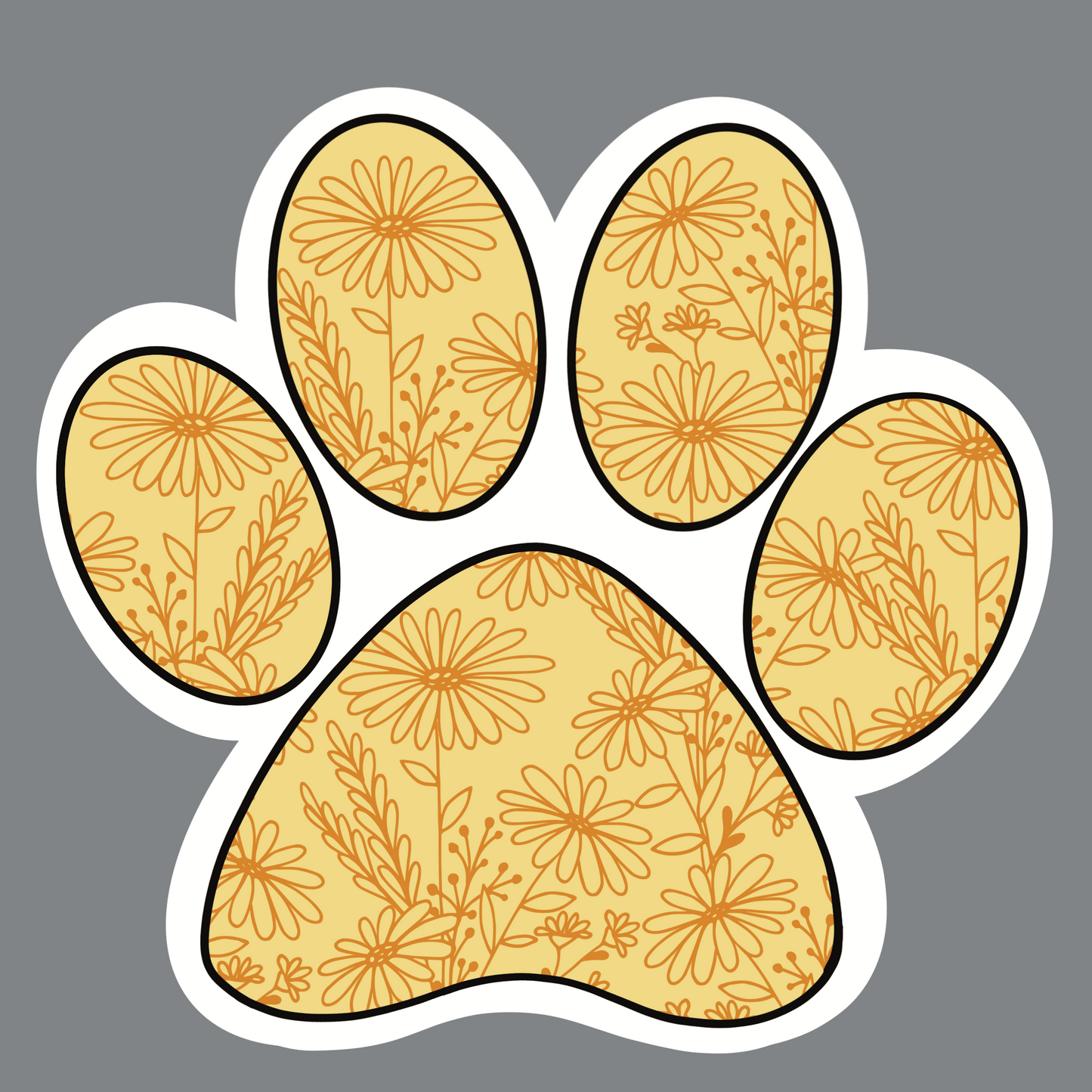 Yellow Floral Dog Paw