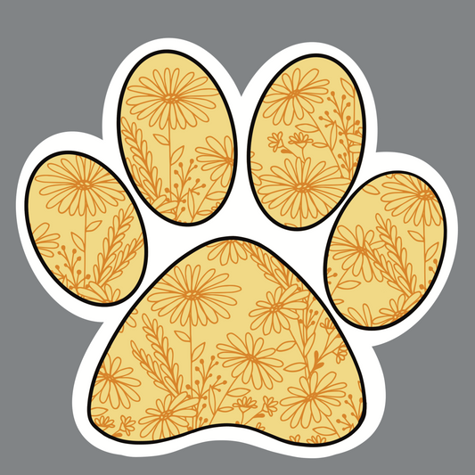 Yellow Floral Dog Paw