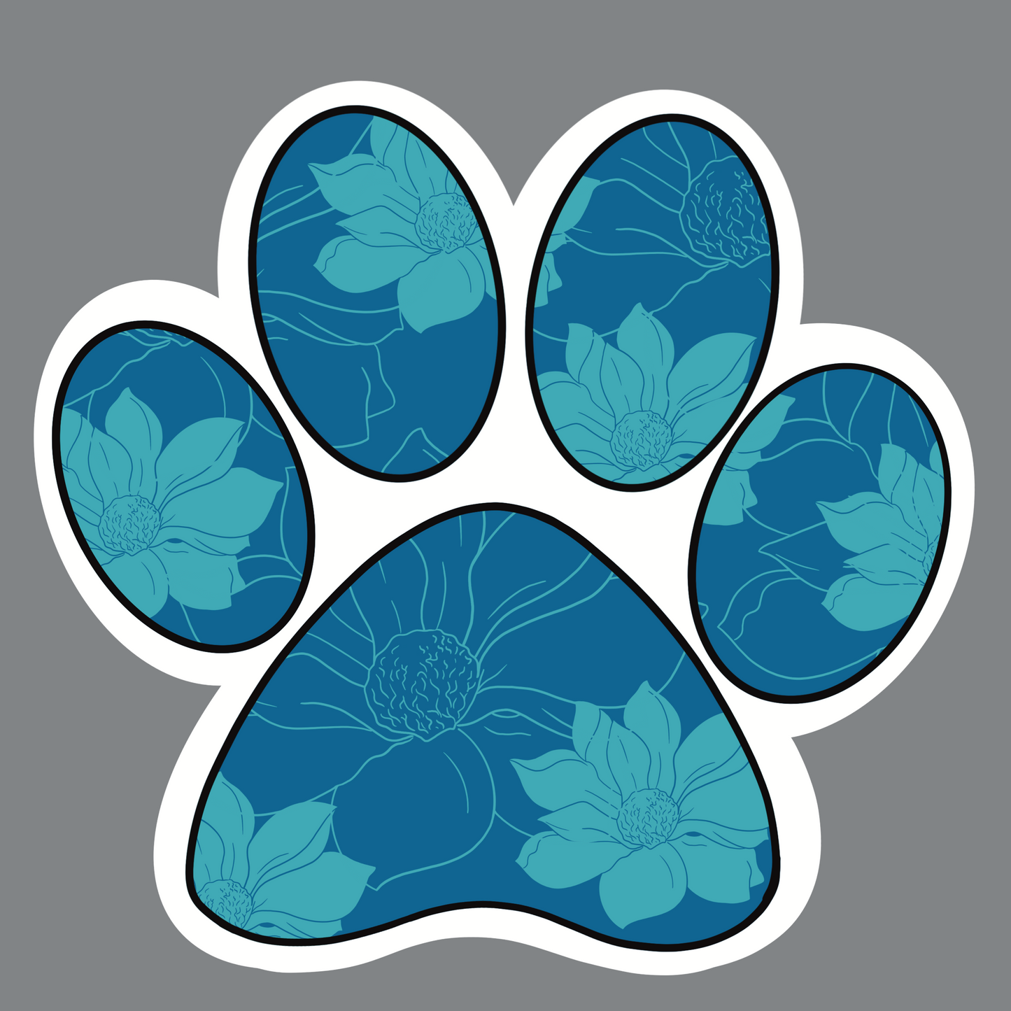 Blue Floral Dog Paw